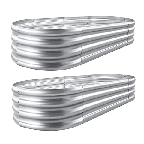 2-Pack Portable Garden Planters - 0.78mm Weather-Ready Galvanized Antirusting Metal Garden Beds (4×2×0.9ft) with Drainage Aid, Easy Assembly Guide, 2-Box Shipment, 1 Bed Suits Veggies Flowers Herbs, Patio & Balcony Use