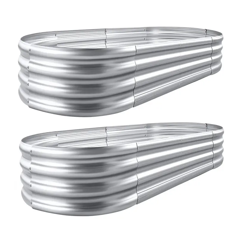 2-Pack Portable Garden Planters - 0.78mm Weather-Ready Galvanized Antirusting Metal Garden Beds (4×2×0.9ft) with Drainage Aid, Easy Assembly Guide, 2-Box Shipment, 1 Bed Suits Veggies Flowers Herbs, Patio & Balcony Use