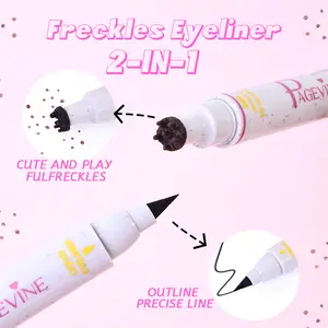 PAGE VINE 2-in-1 Freckles Eyeliner Pen Super Natural Long Lasting Fast Drying Formula Waterproof Convenience Makeup Tool - Cosmetic