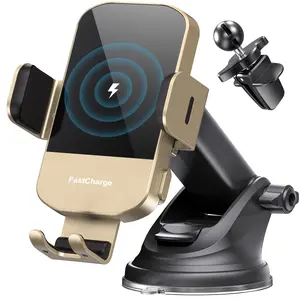 Multifunctional One-Hand Car Phone Holder car accessories 15W Wireless Fast Auto Clamping Car Charger fit for iPhone 16 15 14 13 12 11 Pro Max Smartphone Cellphone Charging Adjustable Mount