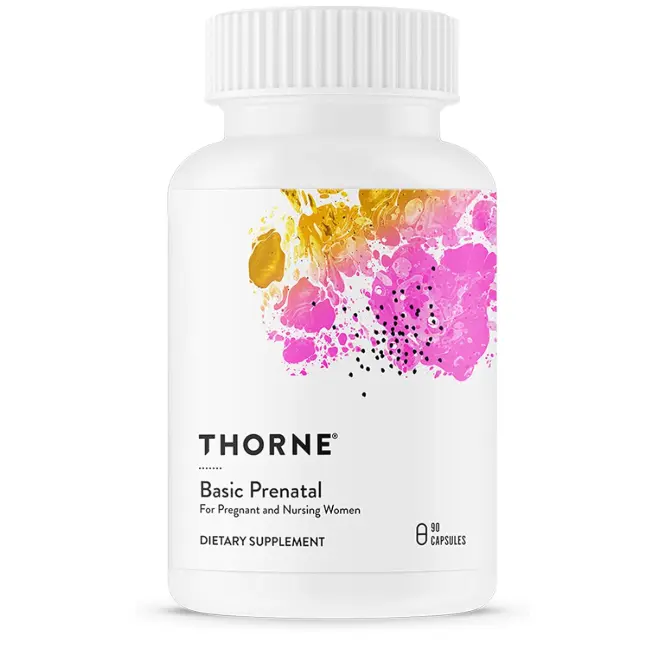 THORNE Basic Prenatal, Includes Active Folate, Choline & Iron, 90 Capsules