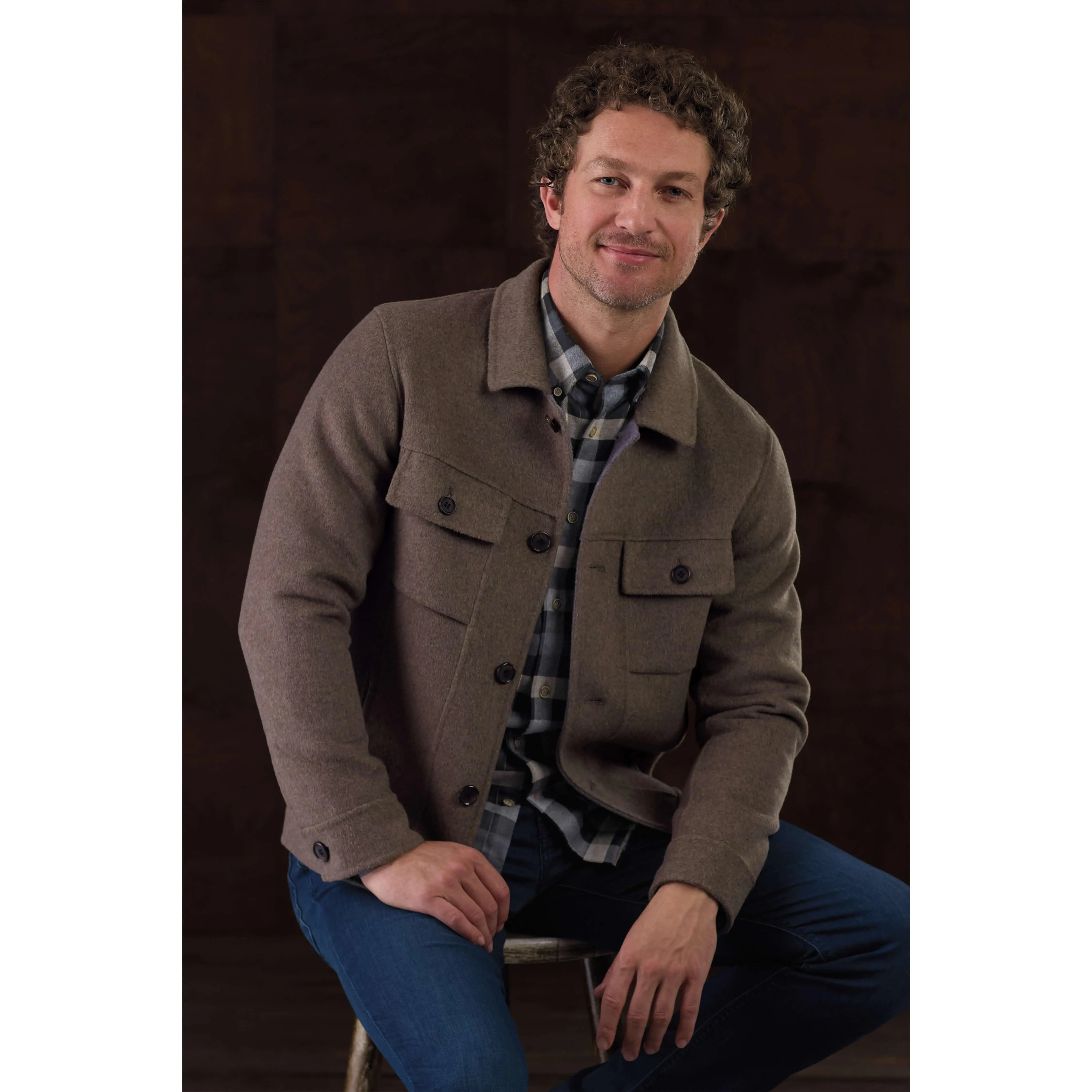 Robert Barakett Ortega Button Front Melton 2 Pocket Jacket