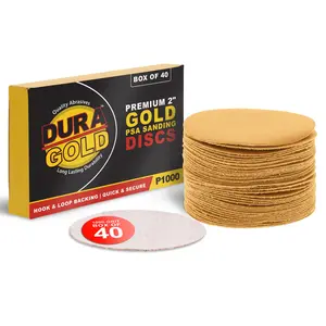 1000 Grit - 2" Gold Hook & Loop Sanding Discs for DA Sanders - Box of 40