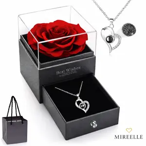 Heart-Shaped Necklace Gift – Optional Rose Box – Romantic Valentine’s Day, Anniversary, Birthday Gift for Girlfriend, Wife, or Mom
