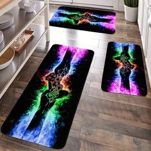 JIT 2/3 pcs of flannel game controller battle decoration carpet for kitchen carpet set, flannel bedside set floor mat, non-slip washable bedside soft carpet, suitable for kitchen, laundry room, corridor floors, running pad carpet