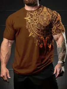 Men's 3D Digital Print Original T-Shirt, Casual Fitted Short Sleeve Round Neck, 100% Polyester, Perfect Holiday Gift for Men, Tee