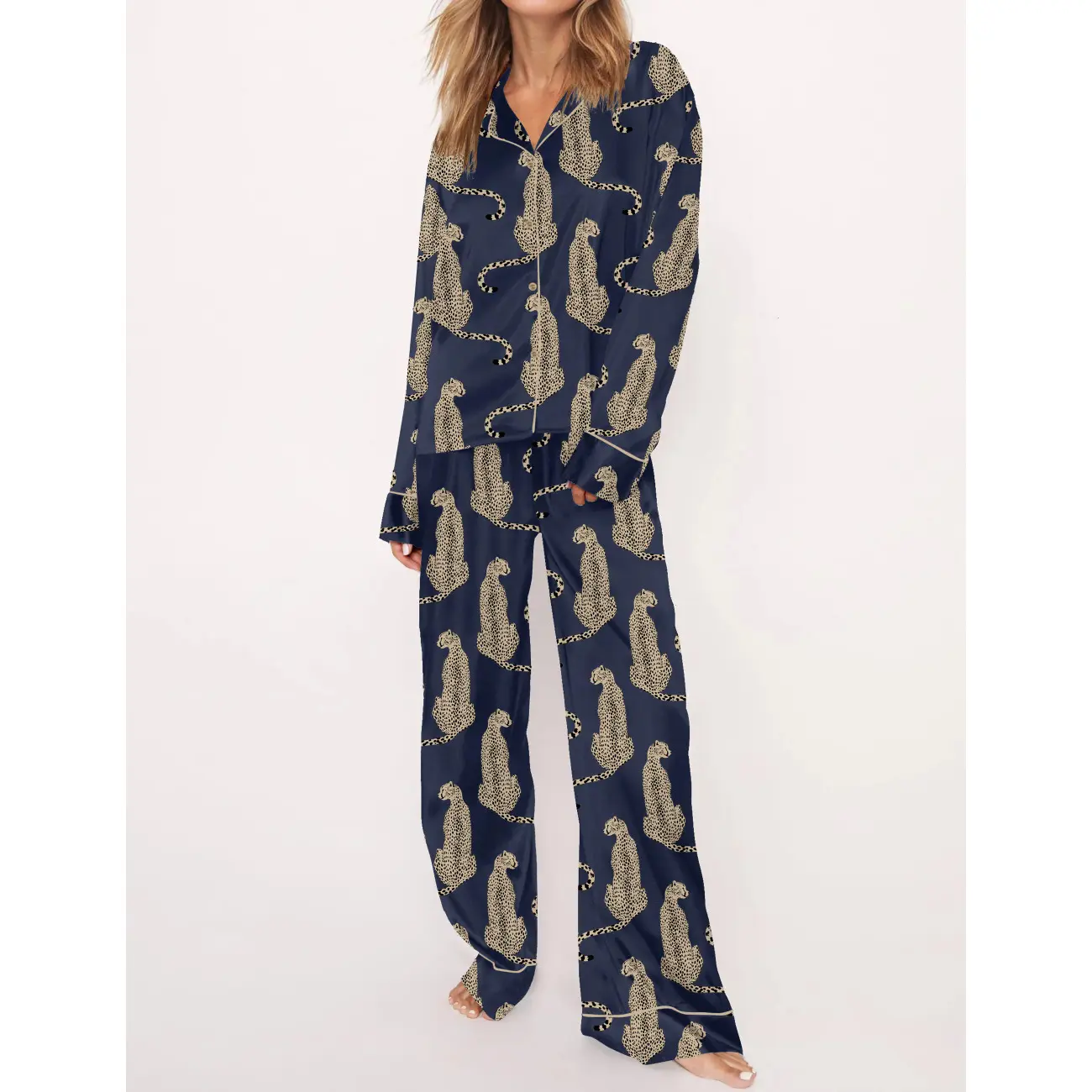 Cheetah Cotton Pajama Set for Women - Bold and Cozy Sleepwear for Animal Print Lovers, Perfect for Safari-Themed Gatherings, Nature-Inspired Evenings, or Relaxed Weekend Lounging