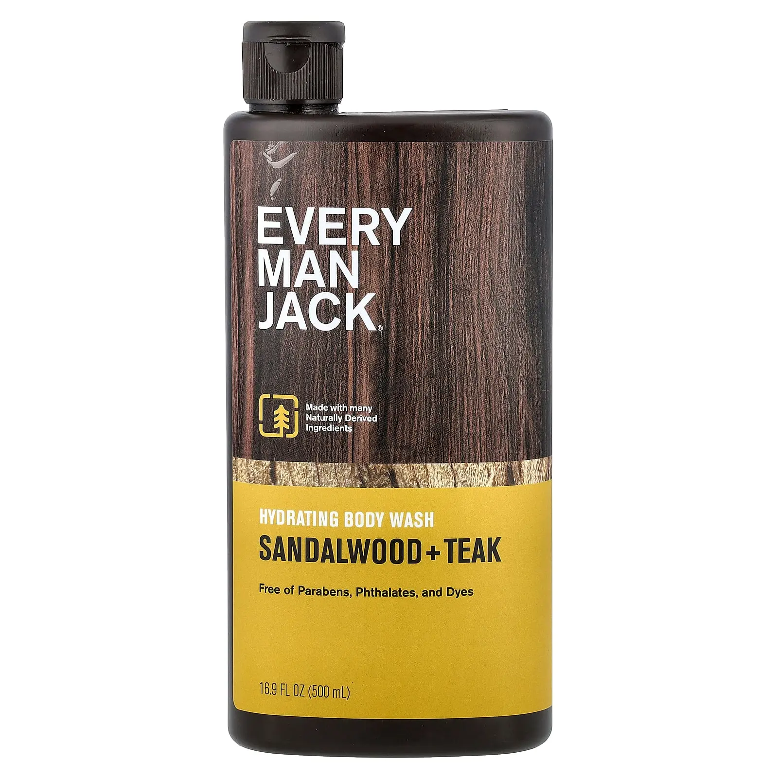 Every Man Jack Hydrating Body Wash, Sandalwood + Teak, 16.9 fl oz (500 ml)