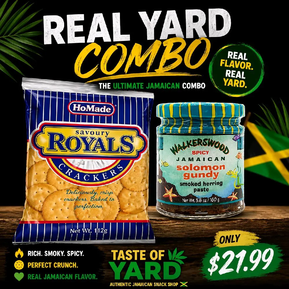 Real Yard Combo  | Solomon Gundy + HoMade Royals Crackers | Authentic Jamaican Snack Bundle