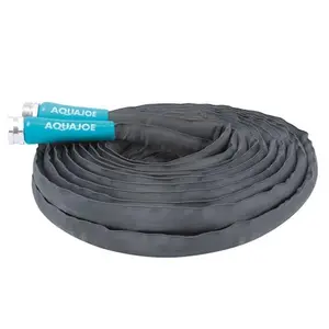 Aqua Joe 50-Foot Garden Hose Kink-Free Fiberjacket AJFJH50-58-PRO Gray Abrasion-Resistant Fabric with 2 Outlets for Indoor Outdoor Use