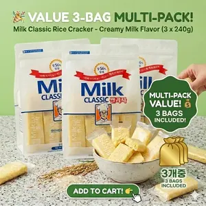 Milk Classic Milk Flavor Rice Crackers 3 Pack 240g Korean Trending Snack Creamy & Delicious Healthy Non-Fried Rice Cakes
