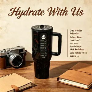 Hydrojug Double Wall Insulated Mug 40Oz Vacuum Tumbler With Handle, Insulated Travel Drinkware, Leak-Proof Thermal Mug Keeps Hot Drinks Warm 12H And Cold Drinks Fresh 24H, Travel Cup For Men Women, Portable Coffee Tea Cup, Holiday Gift