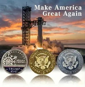 Legacy Commemorative Keepsake Set 3PCS Patriotic Design with Protective Case Premium Metal Tokens for Collectors Non-Circulating Golden & Silvery Grey