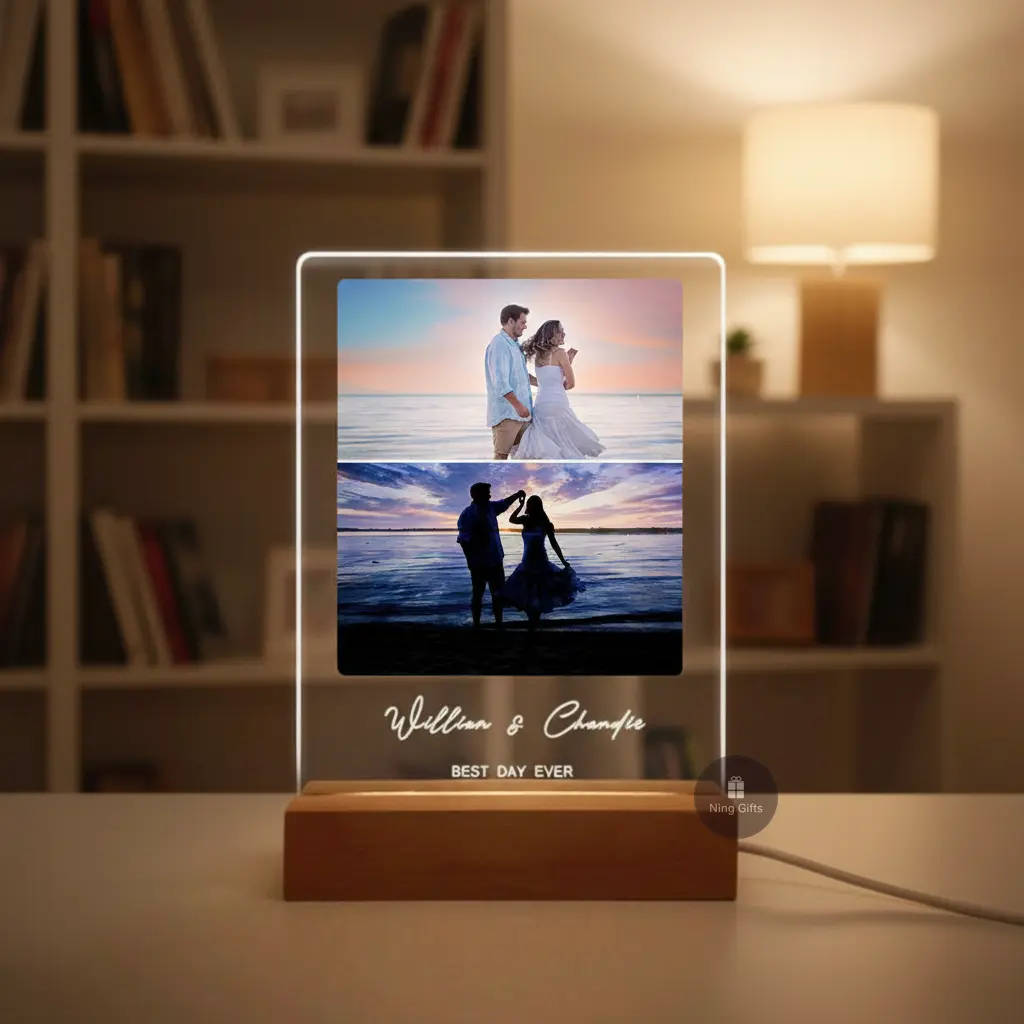 Personalized LED Photo Plaque Nightlight, Custom Photo Collage Lamp, Home Decor Gift for Couples, Valentine's Day Present for Boyfriend, Anniversary Christmas Decoration
