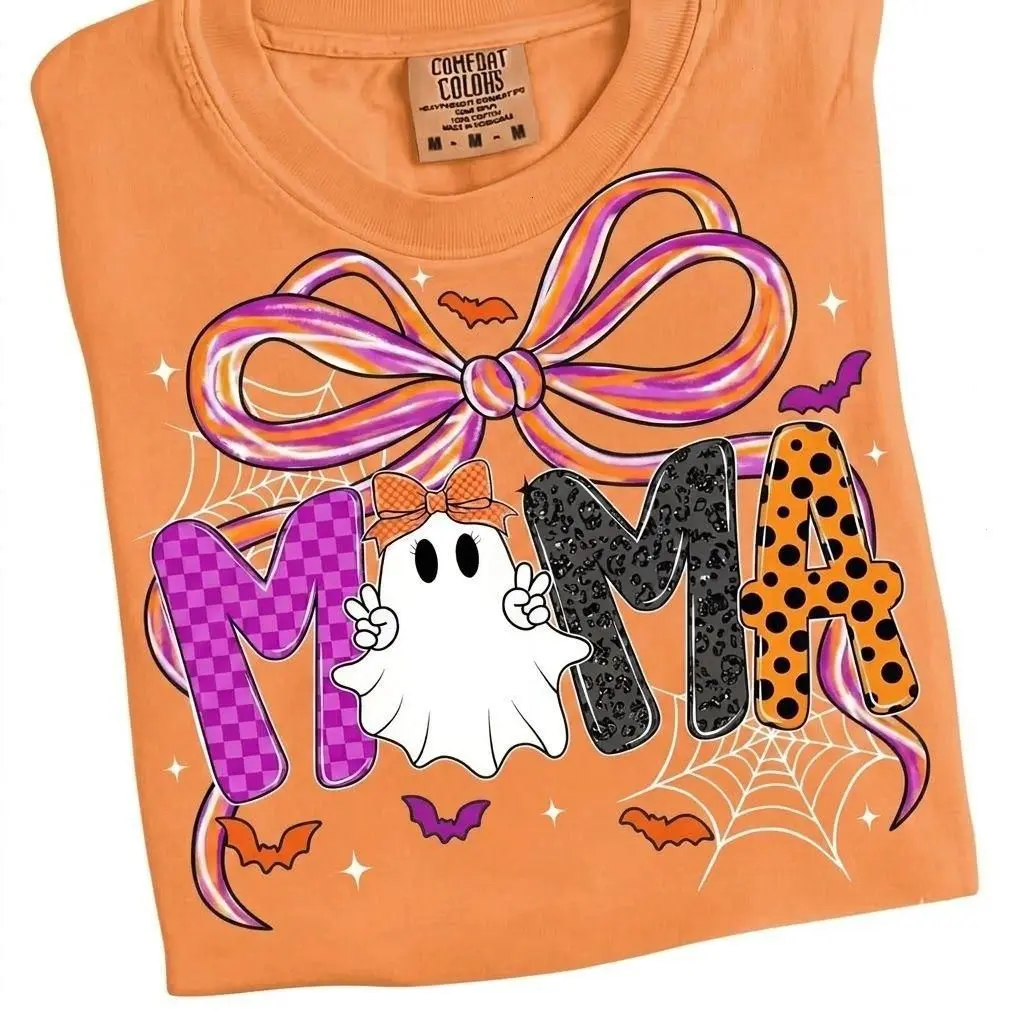 Comfort Colors Mama Halloween Coquette shirt Preppy Halloween Mama Bow Pumpkin Mama Gifts Cozy Fall Gift , Gift for Her