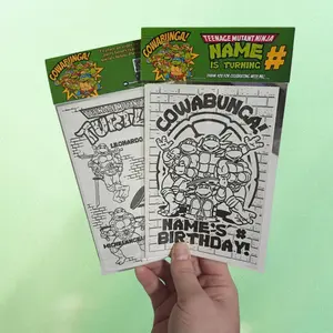 Personalized Ninja Turtle Coloring Party Favors | Birthday Activity Sheets