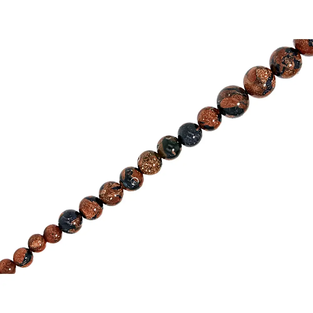 JTV Blue & Brown Goldstone Graduated Round Bead Strand Approximately 15-16" in Length
