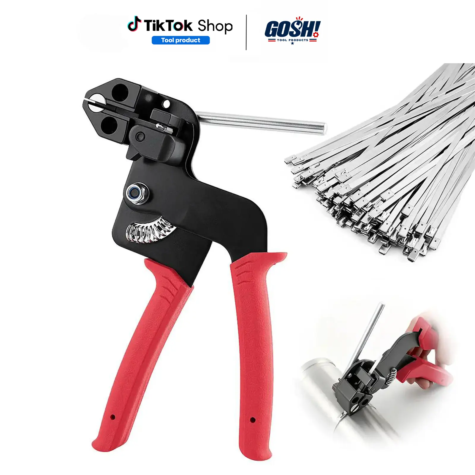 Stainless Steel Cable Tie Gun Kit 101 Piece with 100PCS 11.8 Inch 304 Metal Zip Ties Heavy Duty Self Locking 200LBS UV Resistant for Fence Exhaust Pipe Chicken Coop Outdoor Repairs