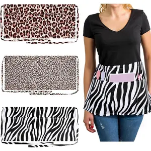 3 count Waitress Aprons for Server Leopard  Print Half Aprons with 3 Pockets Half Apron with Pockets for Women Teachers Waiter Bartender Barista Restaurant Coffee Mom