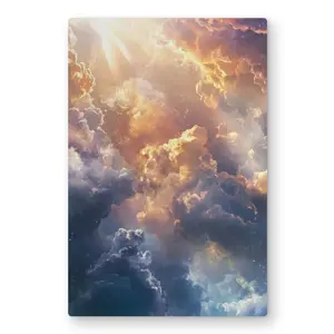 MWW C1MP2436WI80VZ 24x36 in. Yellow Metal Print Wall Art - Piercing Sunshine Burst Artwork, Artistic Decoration for Home Decor