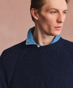 Cotton Fisherman Raglan Crewneck Sweater