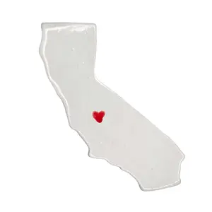 Fresno Ceramic Magnet Handmade Central Valley California Souvenir Gift Decor with Red Heart Design 3.5 Inch Decor Gift for Refrigerators & Magnetic Surfaces