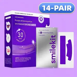 14 Pairs 28 Pieces Teeth Whitening Strips, Deep Cleaning Fresh Breath, Travel Home Use, Large Box Design, Exclusive Purple White Strips, Teeth Brightening Strips
