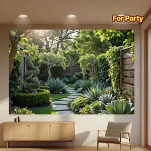 1pc Serene Garden Scene Backdrop Cloth - Polyester, All-Season Decoration for Home, Garden, and Events, Perfect for Weddings, Birthdays, Anniversaries, and More, Party Backdrop | Tranquil Garde