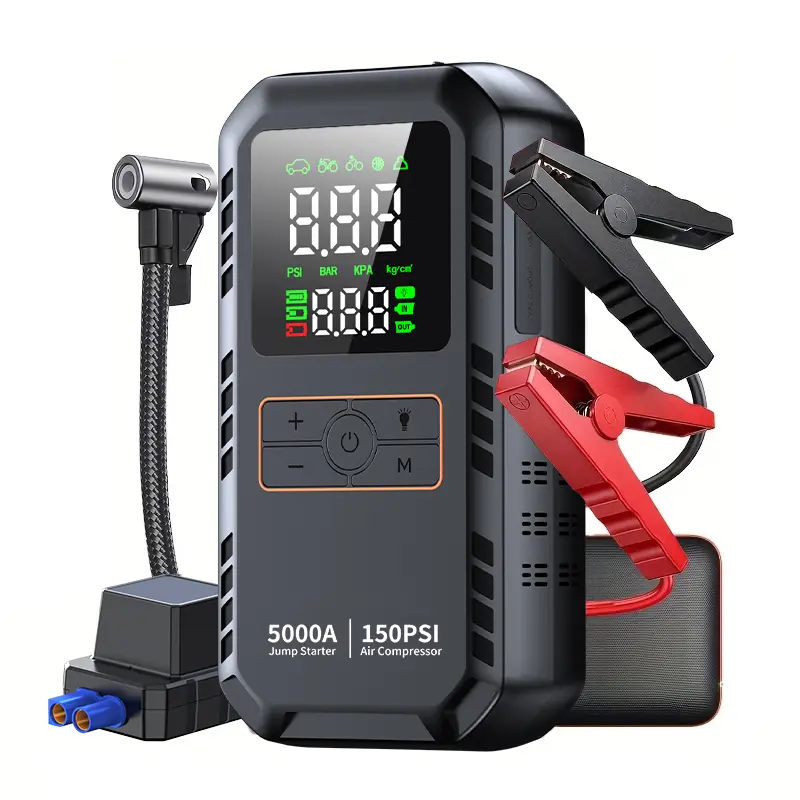 【QL03】AD 4-in-1 Jump Starter with Air Compressor, 150PSI Air Pump for Car Tires,  Jump Starter Portable Emergency Tool: Jump Starter, Tire Inflator, USB Power Bank, LED Flashlight