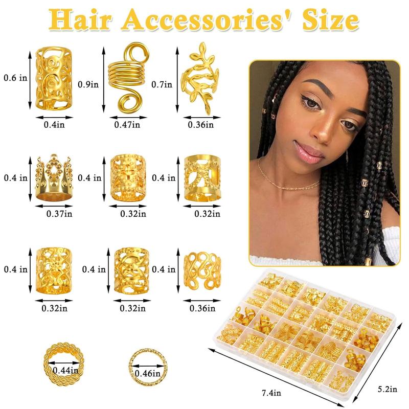 220 Pcs Silver Hair Jewelry for Braids, Loc Jewelry for Hair Dreadlock, Hair Charms for Women, Metal Silver Braids Rings Cuffs Clips for Dreadlock Accessories Hair Braids Jewelry Decorations