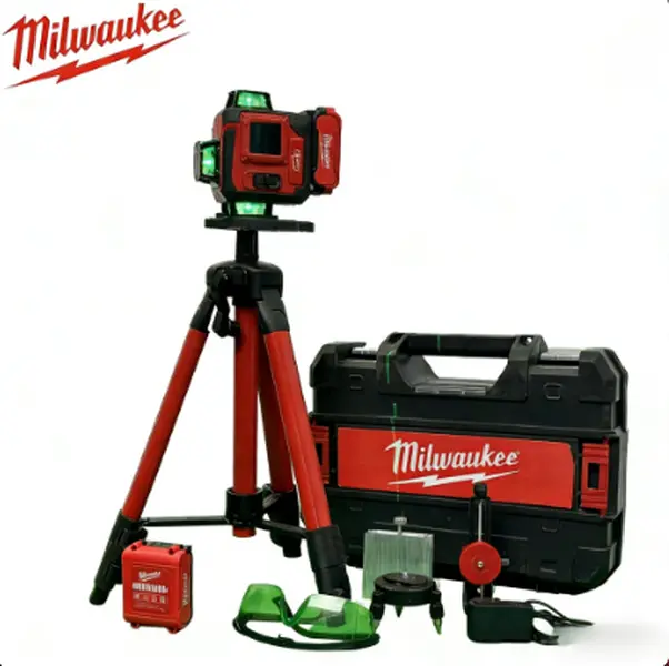 Milwaukee Self Levelling Laser Level Set with Heavy-Duty Case, 4D 360° Layout, 360° Room Sweep, 25m Green Beam for Professional Construction, Woodworking Projects
