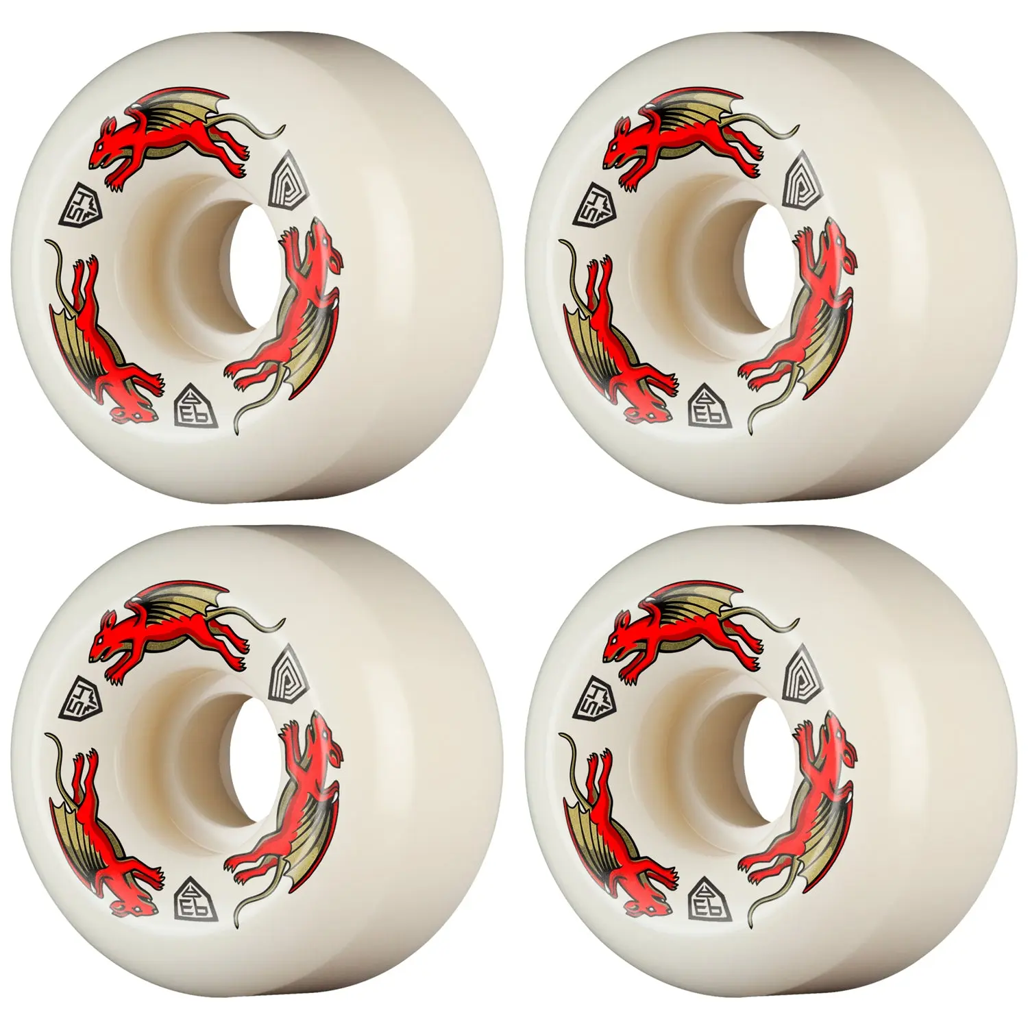 Powell Peralta Skateboard Wheels 54mm x 34mm Dragon Formula 93A AV6 Nano Rat Off White