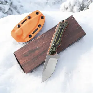 1pc 15017 Straight Knife with Sheath, High-Quality Edc Multi-Functional Lightweight Knife, Camping Hiking Companion, Pocket Tool, Non-Slip Handle, Hardened Blade, Men's Gift