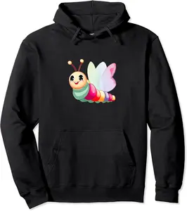 Cute Cottage Caterpillar / Butterfly Pullover Hoodie - Nataliesa Shop 80B0C3Z1XZCX