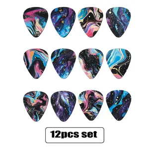 Guitar Pick Set, 12pcs/set Colorful Pattern Guitar Pick, Double-sided Printed Guitar Pick, Music Accessories for Guitar & Bass