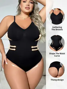 Women's Plus Size Firm Control Shapewear Bodysuit Underwear, Comfortable Tummy Control, Seamless Elastic Stretchy Breathable Fabric, All Season Wear, Sexy Style