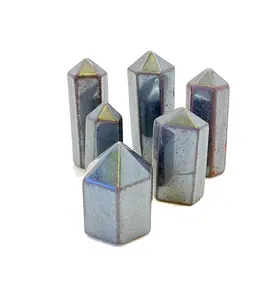 New Moon Beginnings Hematite Point Polished Stone Tower - Original Design with Unique Polished Finish Crystal Aries