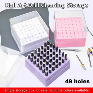 Multifunctional 49-Slot Nail Drill Bit Storage Box with Transparent Dustproof Lid, Specially for Nail Technicians, Essential Organization Tool Organiser for Home Manicures, Home Organizers
