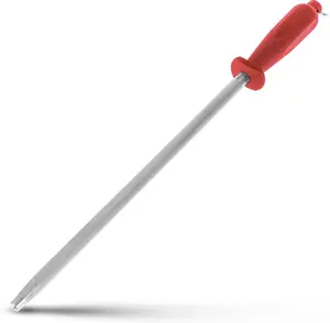 10 Inch Sharpening Steel, Professional Carbon Steel  Sharpener, Fresh Red