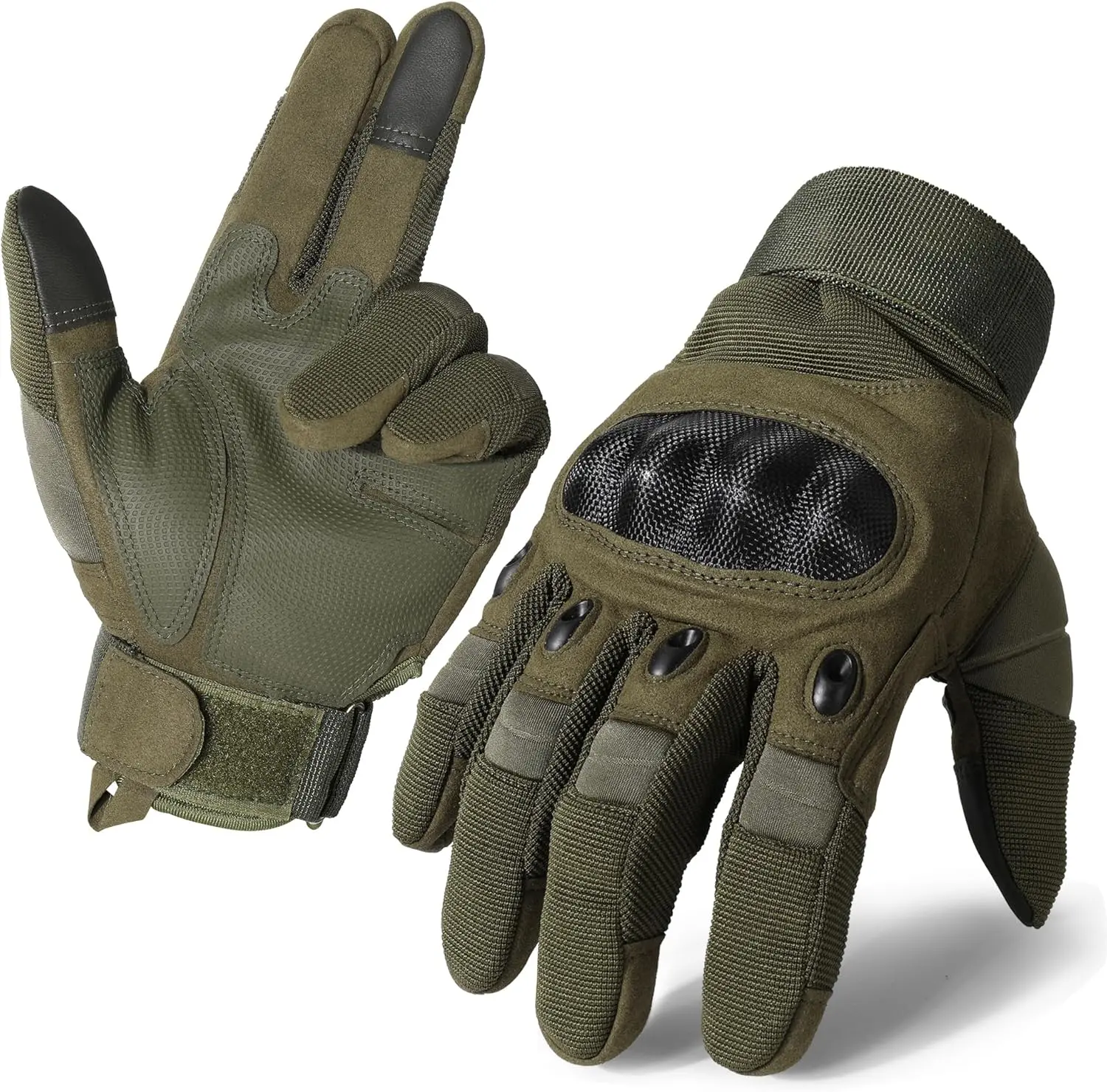 Motorcycle Tactical Gloves for Men - Touchscreen, Hard Shell & Palm Padding for Airsoft Paintball Hunting Hiking Camping Climbing Sports Cycling Gloves