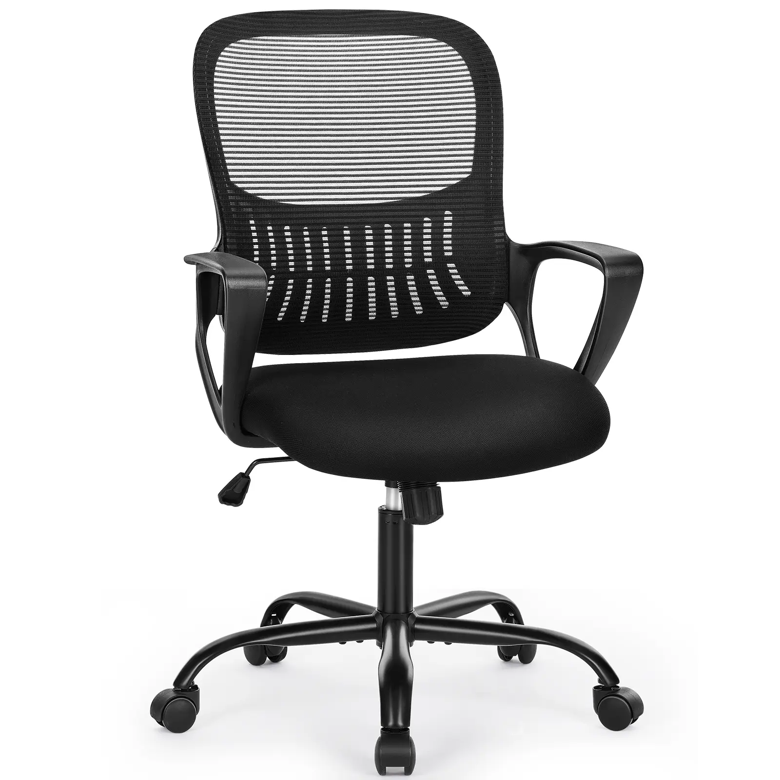 Office Computer Desk Managerial Executive Chair, Ergonomic Mid-Back Mesh Rolling Work Swivel Chairs with Wheels, Comfortable Lumbar Support, Comfy Arm