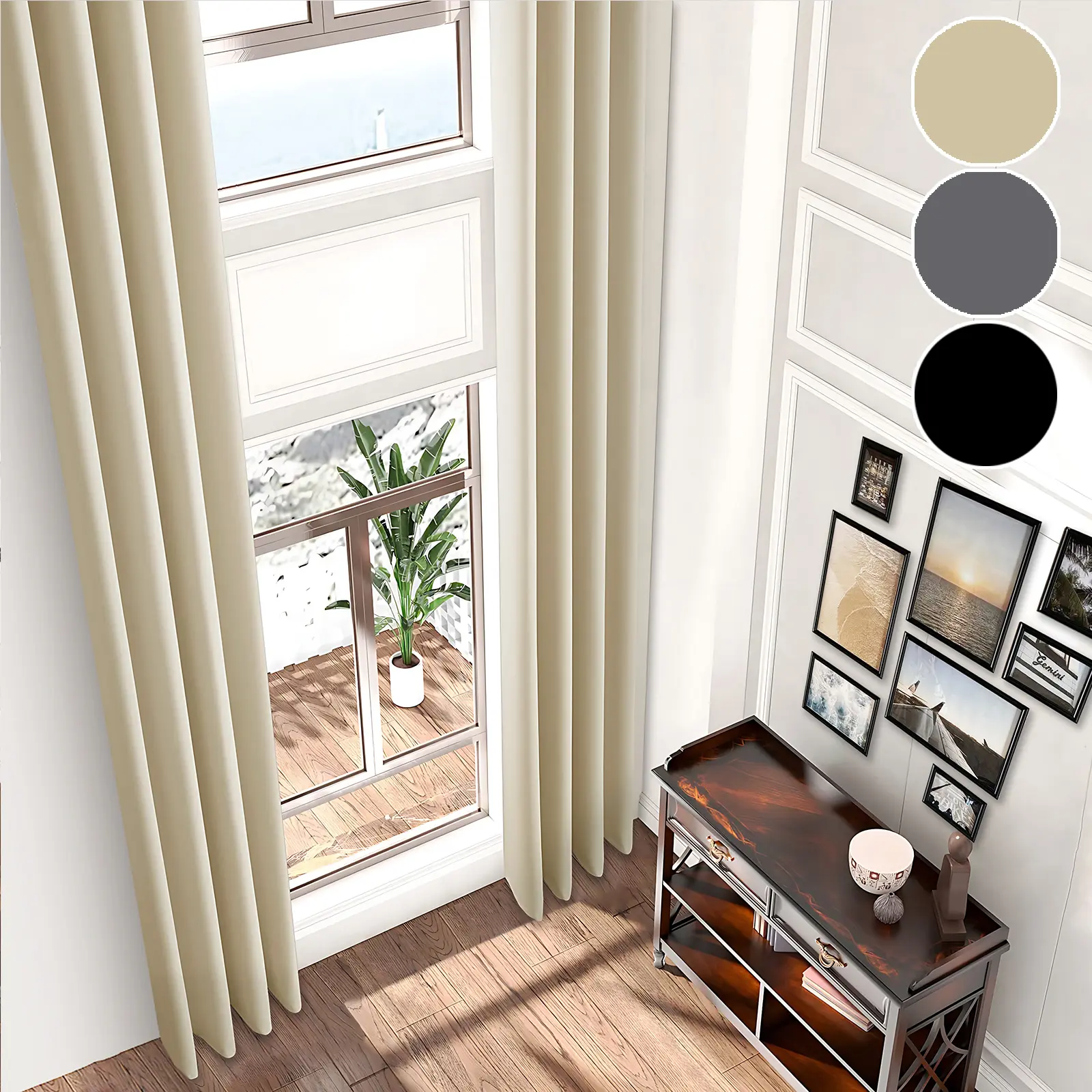 BTTO Blackout Curtains, 1-Piece 52''x144'' Flat Woven Durable Polyester Blend Extra Long Eyelet Drapes, Thermal Isolation, Light Control, Heat Blocking Modern Decor for 2-Story High Rooms, Bedroom