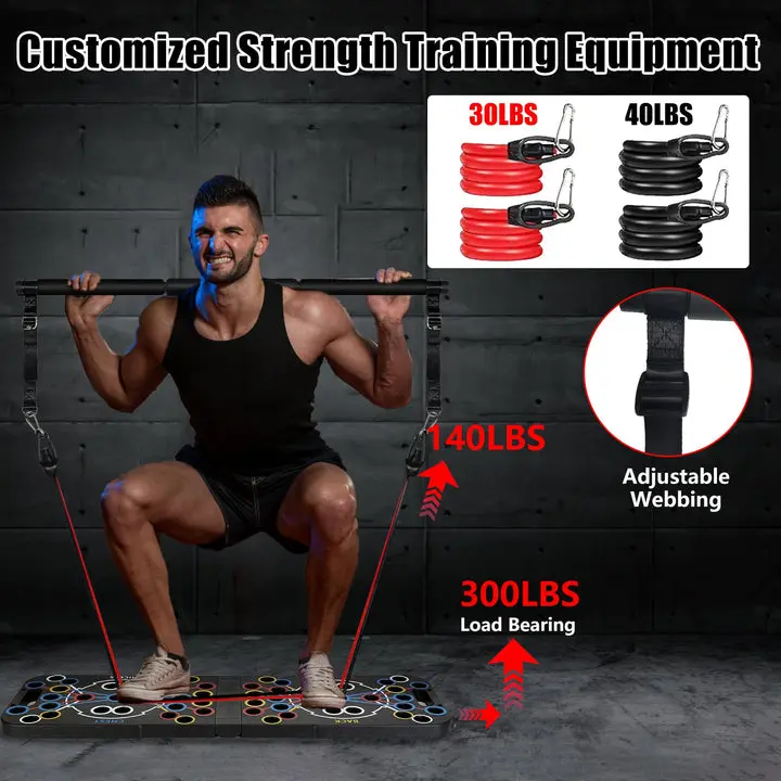 Multifunctional Push Up Board Home Gym Equipment Set with 15 Fitness Accessories