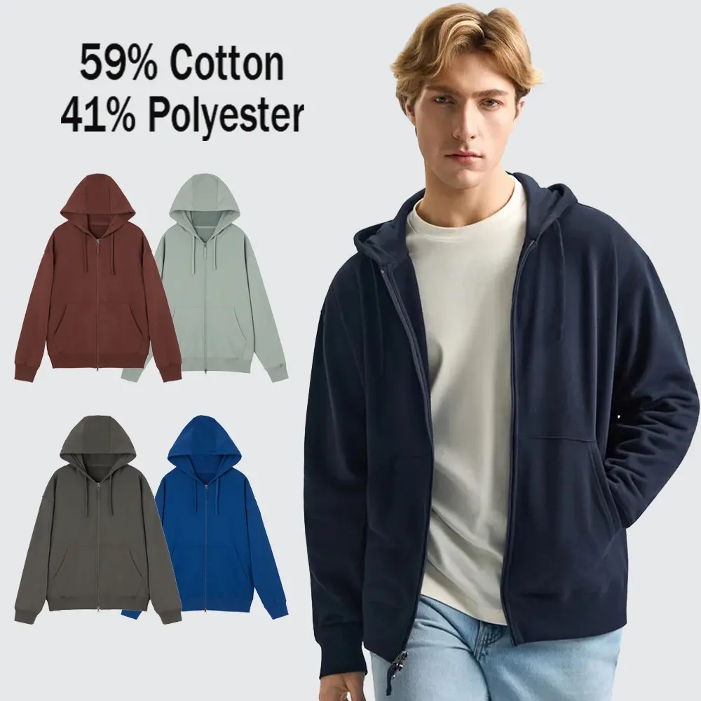 MEGA T SHOP Men's Zip Up Hoodie/Jumper - Loose Fit French Terry Casual Sweatshirt with 2-Way Zipper, Pockets, Midweight Wrinkle-Resistant Cotton, Machine Washable for Halloween, Business, 2XL/3XL/4XL, Thanksgiving, Easter