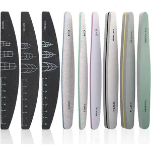 9 Pieces Nail Files and Buffers, Nail Files for Natural Nails, Emery Boards for Nails with Reference Graphic for Nail Shape, Nail Buffer Block 120/180 Grit Finger Nail File Set