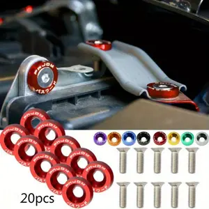 20 Polished Aluminum M6 X 20 Car Styling Mudguard Bolts, License Plate Screws, Automotive Decoration Accessories, Durable and Rust-Resistant, Vehicle