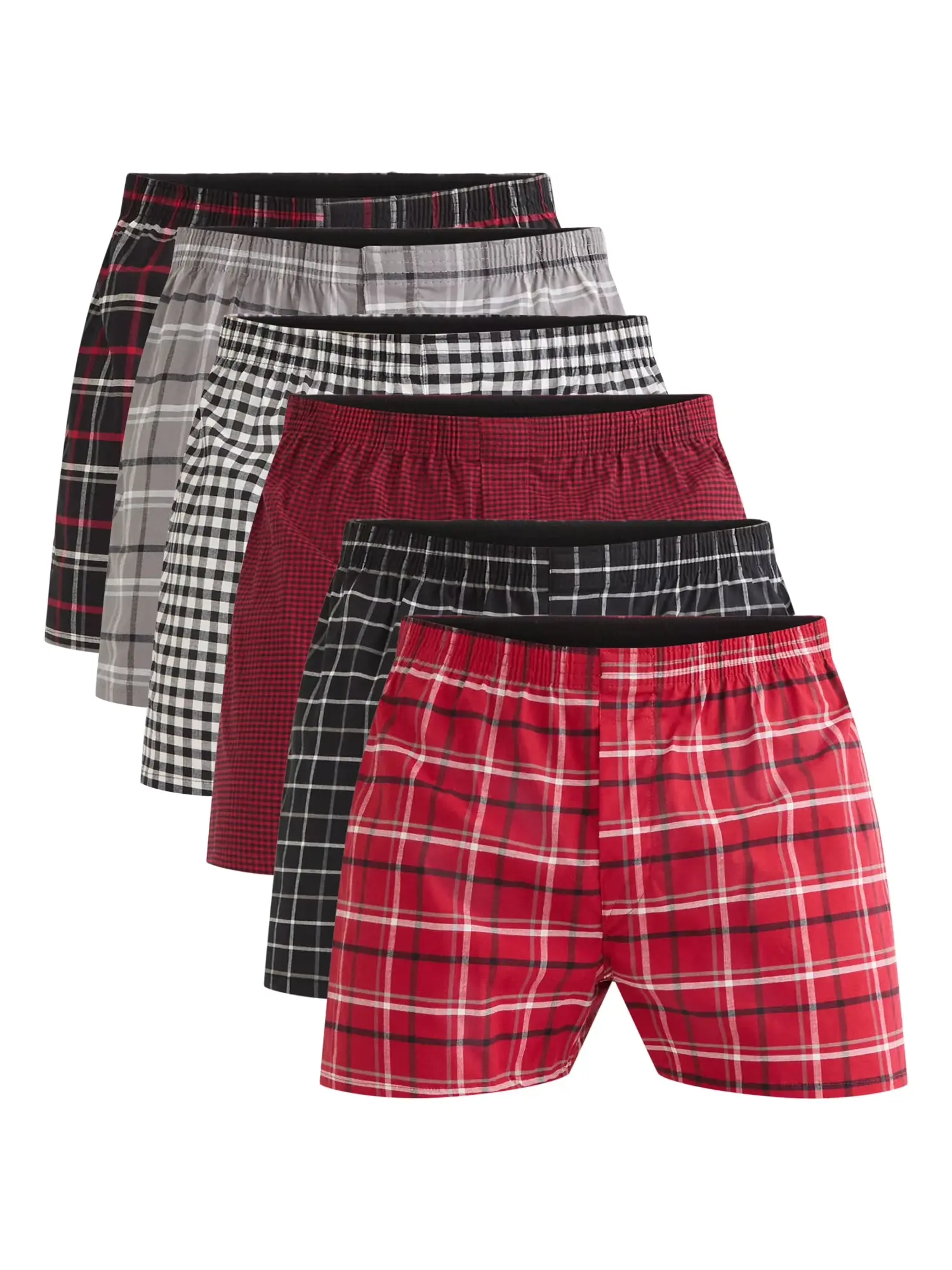 14561102712 - Men's Moisture-Wicking Stretch Woven Boxers, 6-Pack, Sizes S-2XL