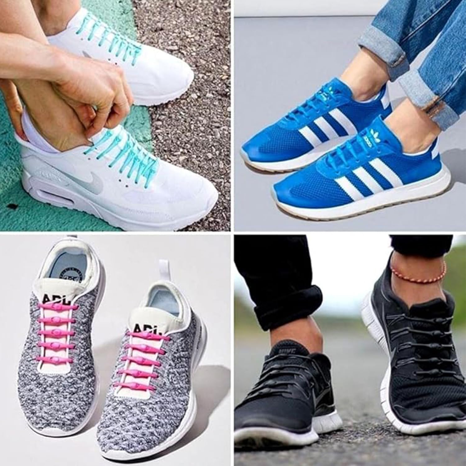 Lazy Tying-Free Elastic Shoelaces Laces Special No Tie Rubber for Kids and Adults Elastic Shoelaces for Sneakers