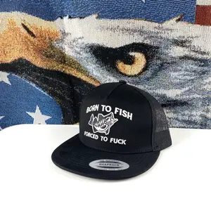 Born To Fish ForcedTo Fuck Adjustable Snapback Trucker Hat withPremium Stitching & Breathable Mesh Back