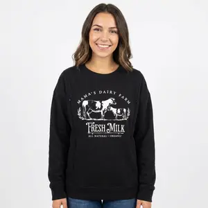 Giftifymama Mama's Dairy Farm Breastfeeding Crewneck Sweatshirt Nursing Shirt Long Sleeves Hoodie Breastfeeding Top Sweatshirt nursing shirt breastfeeding sweatshirt new mom Maternity Clothes Casual Cotton